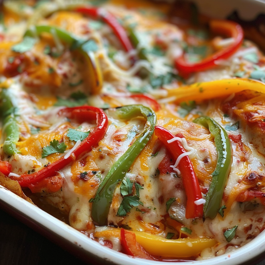 Cheesy Baked Fajita Chicken