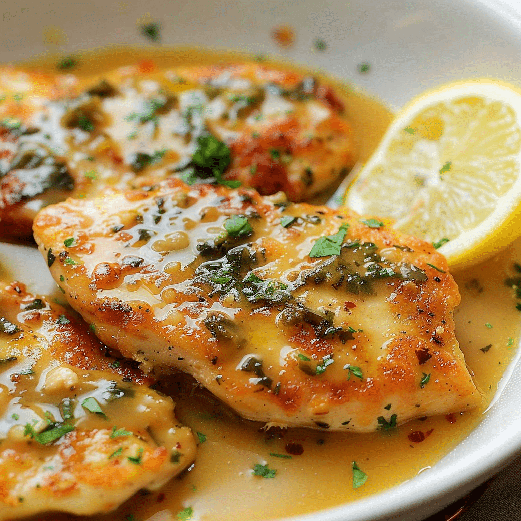 Tasty Chicken Piccata with lemon sauce