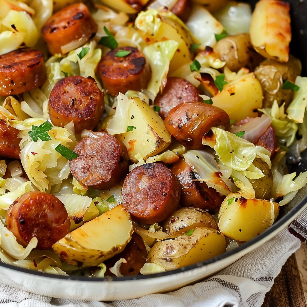 20 Minute Kielbasa Cabbage Potato Skillet