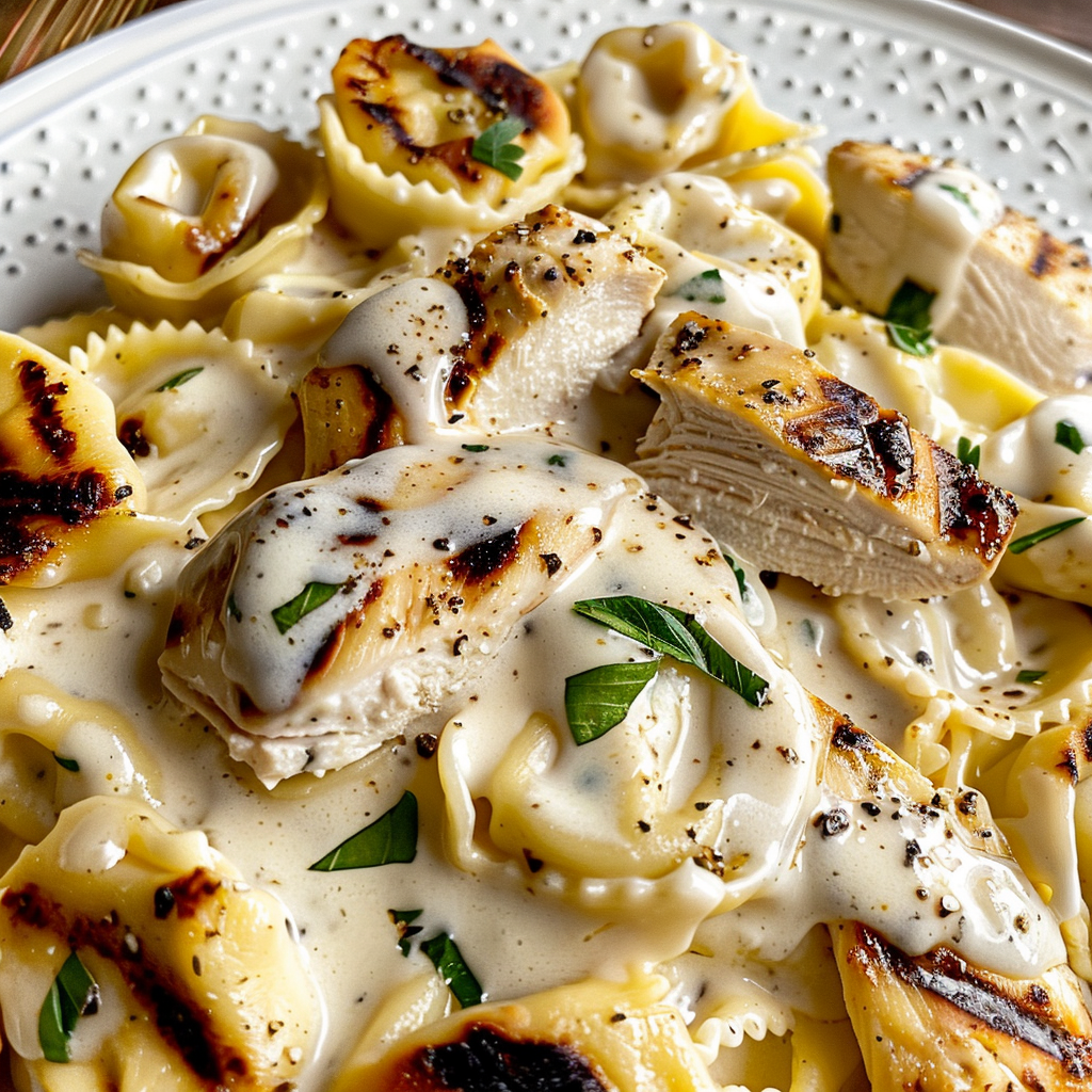 Asiago Tortellini Alfredo With Grilled Chicken