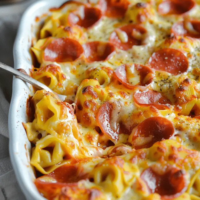 Cheese Tortellini Pepperoni Pizza Casserole