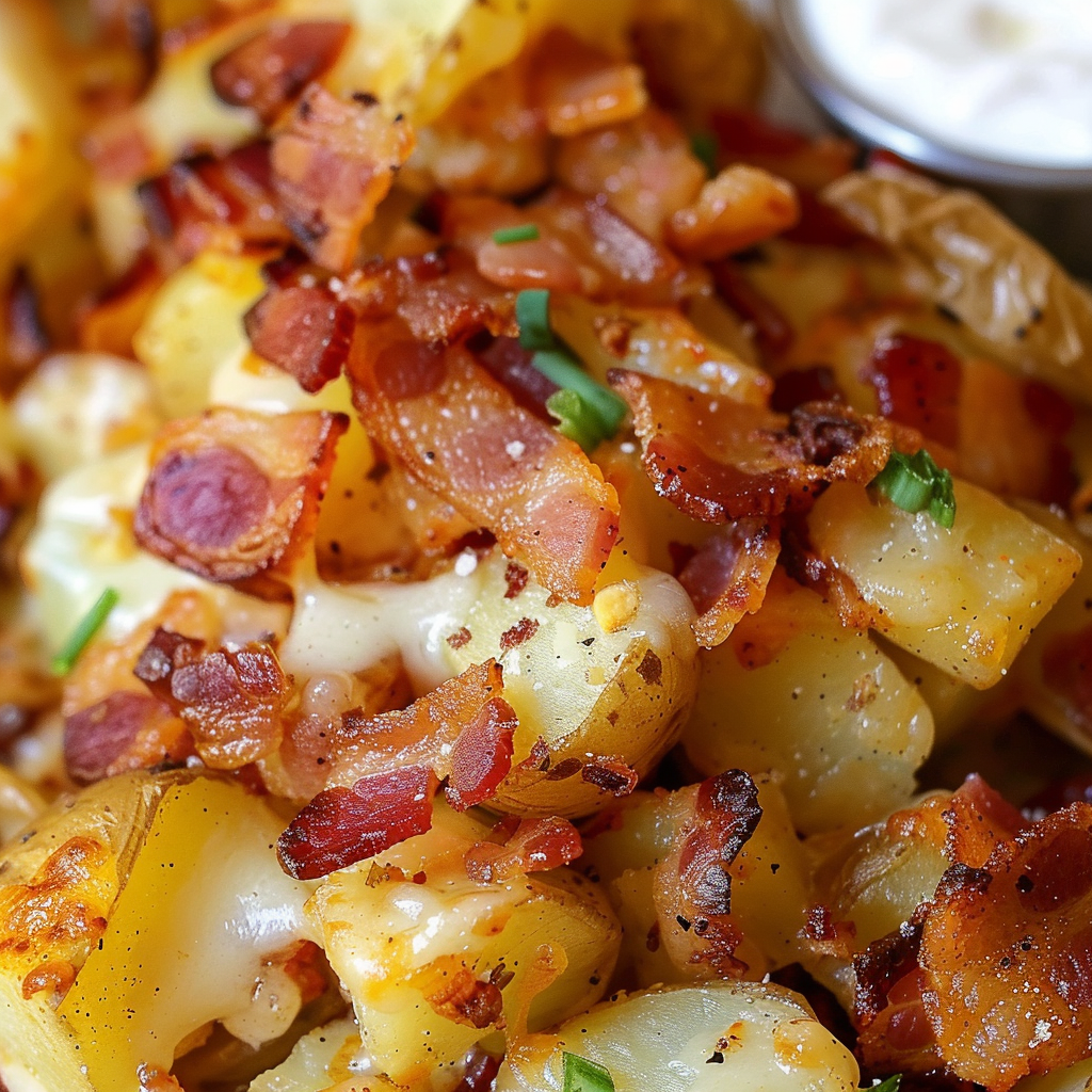 Cheesy Breakfast Potatoes with Crispy Bacon