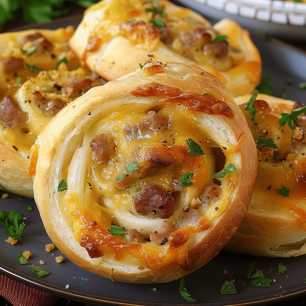 Cheesy Breakfast Sausage Pinwheels