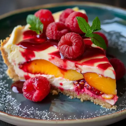 Peach Raspberry Cheesecake