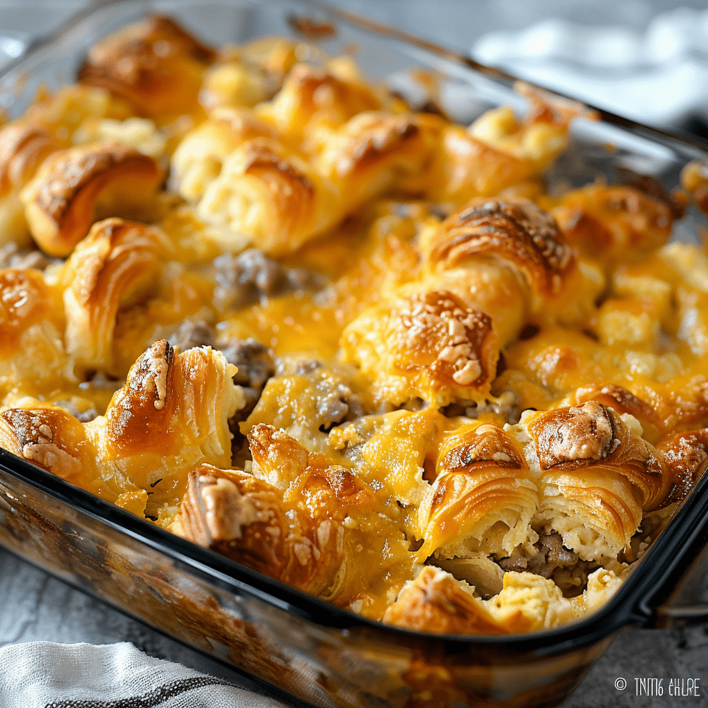 Overnight Croissant Breakfast Casserole Bake With Gravy 