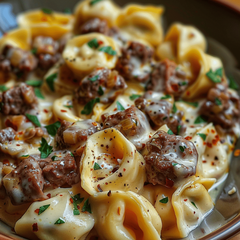 Cheesesteak Tortellini in Rich Provolone Sauce LittleHealthyLife