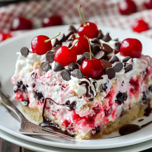 Cherry Chocolate Chip Poke Cake