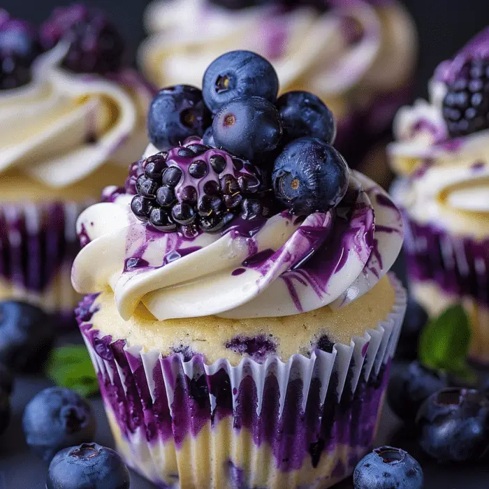 White Chocolate Blueberry Cheesecake Cupcakes