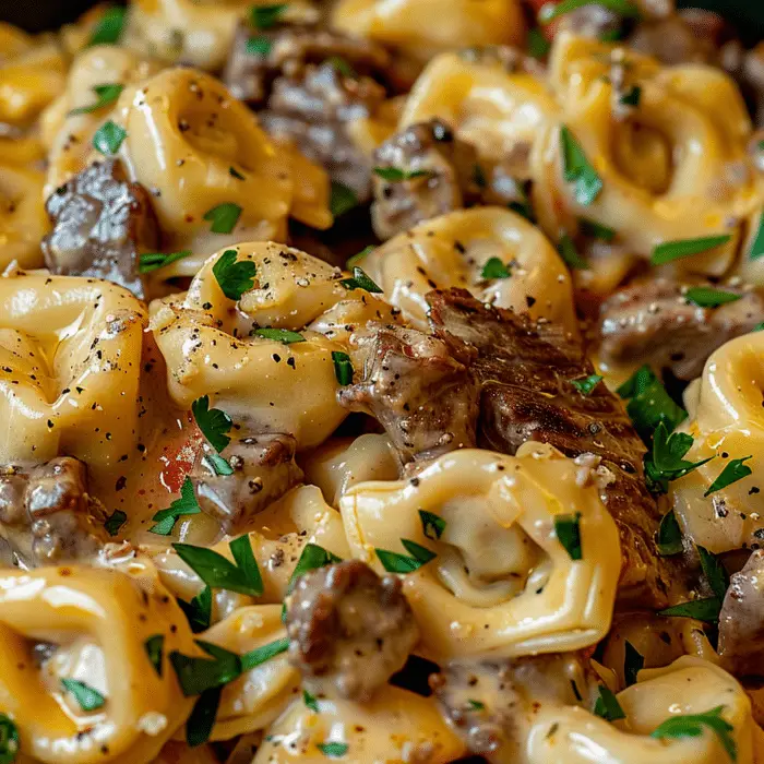 Philly Cheesesteak Tortellini Pasta