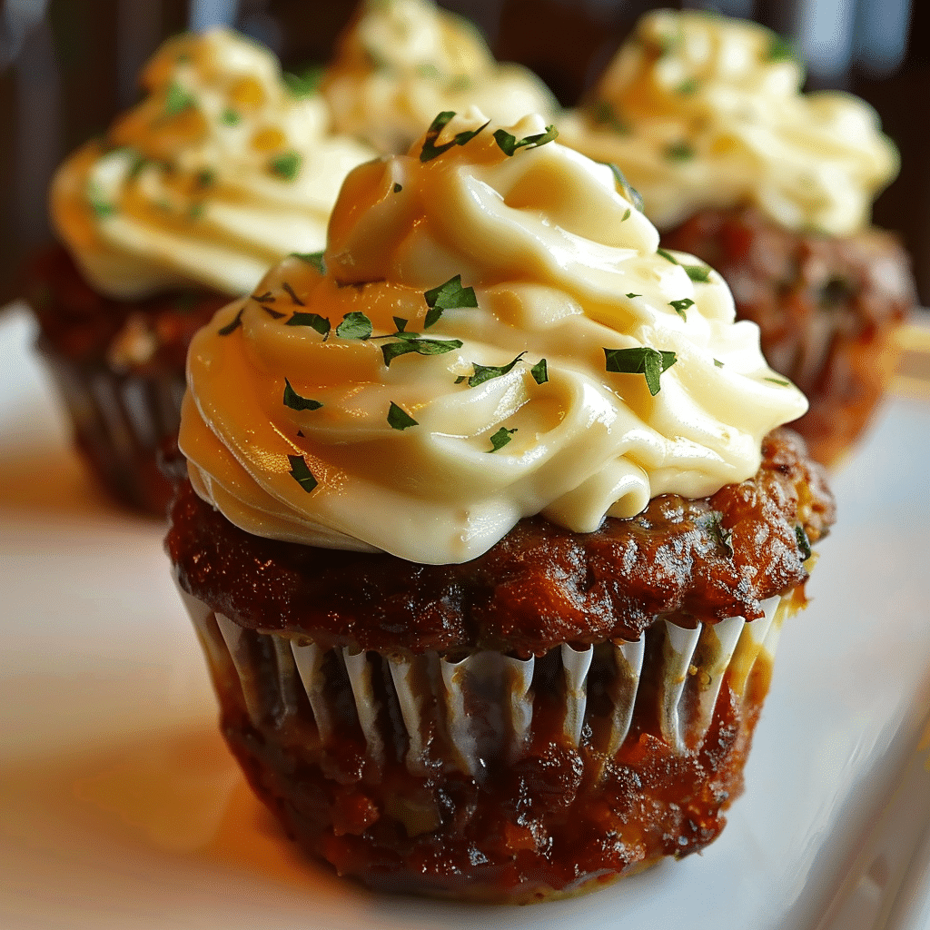 Meatloaf Cupcakes with Whipped Potato Topping