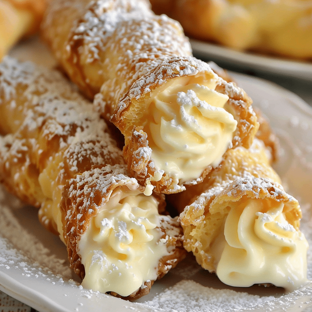 Crisp And Buttery Italian Cream Filled Cannoncini