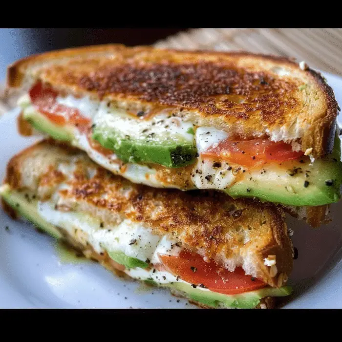 Avocado, Mozzarella, and Tomato Grilled Cheese