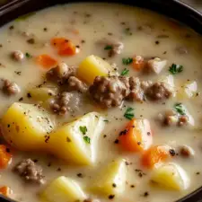 Creamy Potato & Hamburger Soup Recipe